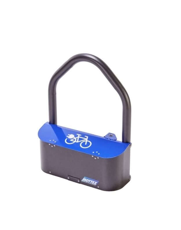 Elektrinių dviračių stotelė su įkrovimo ir saugojimo sistema